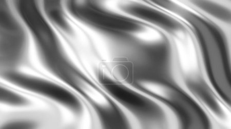 Photo for Liquid chrome waves background, shiny and lustrous metal pattern texture, silky 3D render illustration. - Royalty Free Image