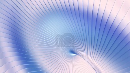 Foto de Fondo abstracto, patrón de rayas onduladas azules plateadas 3d, interesante espiral arquitectónico mínimo fondo de pantalla, ilustración de renderizado 3D. - Imagen libre de derechos