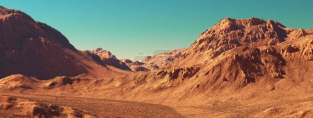 Foto de Marte paisaje, 3d renderizado de marte imaginario planeta terreno, ilustración de ciencia ficción. - Imagen libre de derechos