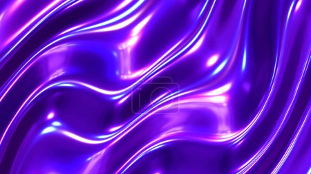 Foto de Fondo brillante azul púrpura, látex brillante neón colores lustroso textura patrón fondo de pantalla, 3d render ilustración. - Imagen libre de derechos