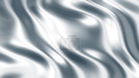 Téléchargez les photos : Fond d'ondes chromées liquides, texture métallique brillante et lustrée, illustration de rendu 3D soyeuse. - en image libre de droit