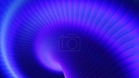 Téléchargez les photos : Fond abstrait, motif de rayures ondulées de couleur bleue 3d, intéressant papier peint architectural spirale minimale, illustration de rendu 3D. - en image libre de droit