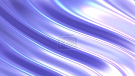 Photo for Iridescent chrome wavy gradient cloth fabric abstract background, ultraviolet holographic foil texture, liquid surface, ripples, metallic reflection. 3d render illustration - Royalty Free Image
