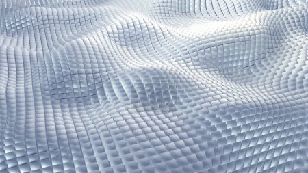 Foto de Fondo de mosaico blanco, ondas 3D de formas cuadradas, tecnología abstracta telón de fondo moderno, ilustración de renderizado 3D. - Imagen libre de derechos