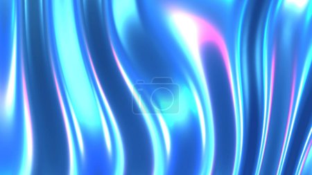 Foto de Fondo abstracto de tela de gradiente ondulado cromado iridiscente, textura de lámina holográfica ultravioleta, superficie líquida, ondulaciones, reflexión metálica. ilustración de renderizado 3d - Imagen libre de derechos
