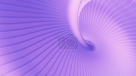 Foto de Fondo abstracto, patrón de rayas onduladas de color púrpura 3d, interesante espiral arquitectónico mínimo fondo de pantalla, ilustración de renderizado 3D. - Imagen libre de derechos