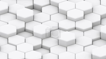 Foto de Fondo geométrico hexagones blancos, fondo de pantalla de patrón de panal mínimo, ilustración de renderizado 3d. - Imagen libre de derechos