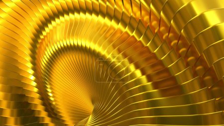 Foto de Rayas de fondo de oro 3d patrón ondulado, elegante abstracto rayas fondo de pantalla patrón, ilustración de renderizado. - Imagen libre de derechos