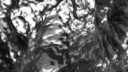 Téléchargez les photos : Liquide chrome océan vagues fond, brillant et brillant métal vague d'eau texture motif, soyeux 3D rendre illustration. - en image libre de droit