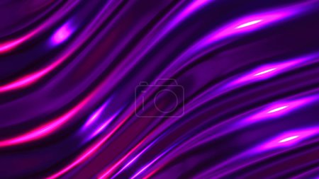 Téléchargez les photos : Fond violet ondes chromées liquides, texture métallique brillante et lustrée, illustration de rendu 3D soyeuse. - en image libre de droit