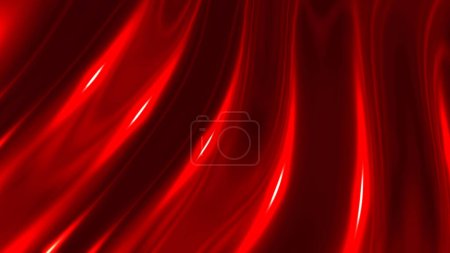 Téléchargez les photos : Fond d'ondes chromées liquides rouges, texture métallique brillante et lustrée, illustration de rendu 3D soyeuse. - en image libre de droit