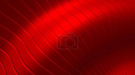 Foto de Fondo abstracto, patrón de rayas onduladas rojas 3d, interesante fondo de pantalla 3D rayado, ilustración de renderizado. - Imagen libre de derechos