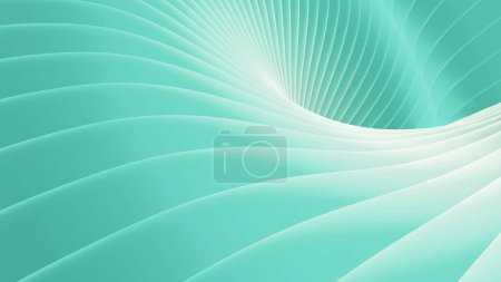 Photo for Green background stripes 3d wavy pattern, elegant abstract striped pattern, interesting spiral architectural minimal background, 3D render illustration. - Royalty Free Image