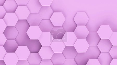 Foto de Fondo geométrico hexagones rosados, fondo de pantalla de patrón de panal mínimo, ilustración de renderizado 3d. - Imagen libre de derechos