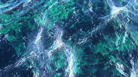 Téléchargez les photos : Texture motif vagues d'eau, vagues de mer rugueuses illustration de rendu 3D. - en image libre de droit