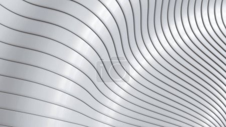 Foto de Fondo abstracto, patrón de rayas onduladas grises blancas 3d, interesante fondo de pantalla 3D rayado, ilustración de renderizado. - Imagen libre de derechos