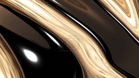 Foto de Fondo de oro abstracto, metal negro dorado patrones líquidos ondulados fondo de pantalla, ilustración de renderizado 3D. - Imagen libre de derechos