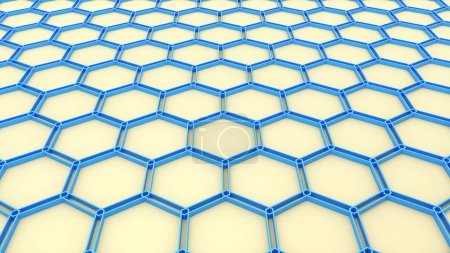 Foto de Fondo geométrico hexágonos azules, fondo de pantalla de patrón de panal mínimo, ilustración de renderizado 3d. - Imagen libre de derechos
