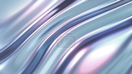 Foto de Fondo abstracto de tela de gradiente ondulado cromado plateado, textura de lámina olográfica ultravioleta, superficie líquida, reflexión metálica. ilustración de renderizado 3d. - Imagen libre de derechos