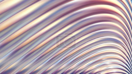 Foto de Fondo metálico abstracto, patrón de rayas brillantes de metal 3d, interesante papel pintado a rayas, ilustración de renderizado. - Imagen libre de derechos