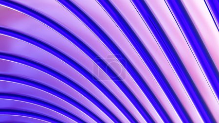 Téléchargez les photos : Fond abstrait, motif de rayures ondulées en métal violet 3d, intéressant fond d'écran 3D rayé, rendre l'illustration - en image libre de droit