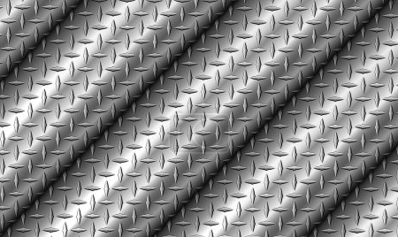 Illustration for Silver 3d polished steel texture background, shiny chrome metallic with diamond plate texture vector lustrous metal design. - Royalty Free Image