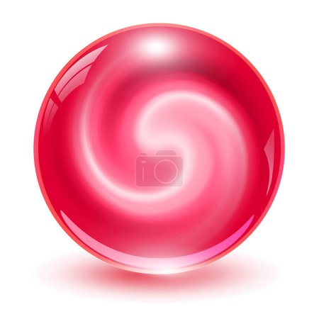 Ilustración de Cristal 3D, esfera de vidrio con forma de espiral abstracta en el interior, bola de mármol interesante
. - Imagen libre de derechos