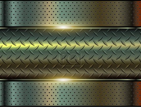 Illustration for Background metallic, 3d chrome vector design with diamond plate sheet metal texture. - Royalty Free Image