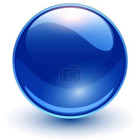 Ilustración de Blue ball 3d icon, shiny and glossy crystal sphere, vector illustration. - Imagen libre de derechos