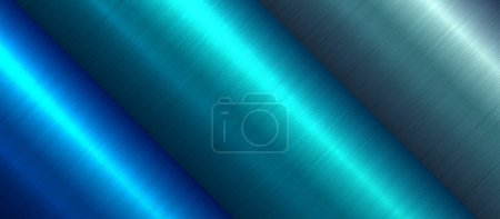 Ilustración de Blue metal background with, 3d technology design with brushed metal texture, vector illustration. - Imagen libre de derechos