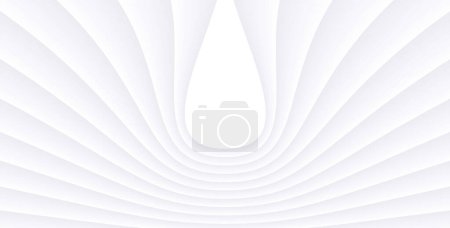 Téléchargez les illustrations : White striped pattern background with copy space, burst sunny 3d lines pattern design, abstract symmetrical minimal white grey backdrop for business presentation, vector illustration - en licence libre de droit