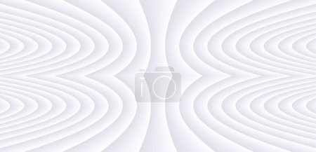 Téléchargez les illustrations : Fond de motif rayé blanc, conception de lignes 3D, abstrait symétrique minimal blanc gris toile de fond pour la présentation de l'entreprise, illustration vectorielle - en licence libre de droit
