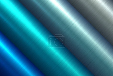 Illustration for Blue metal background with, 3d technology design with brushed metal texture, vector illustration. - Royalty Free Image