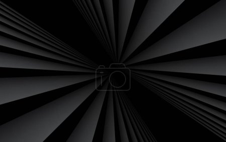 Illustration for Abstract black background with 3d lines pattern,  architecture minimal dark gray striped vector background illustration for business presentation, 3d architectural perspective design. - Royalty Free Image