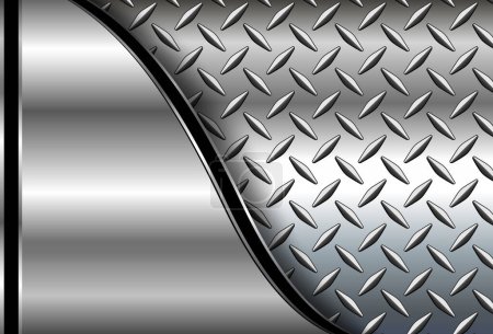 Illustration for Silver metal background with chrome shiny diamond plate pattern texture, vector illustration. - Royalty Free Image