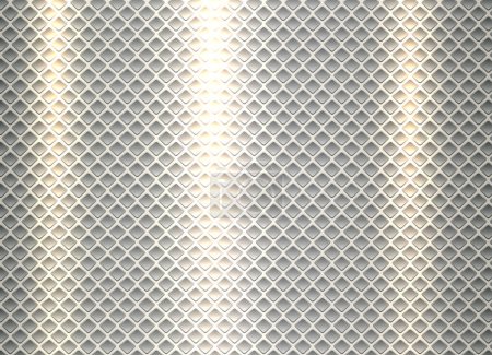 Illustration for Silvery gray shiny metallic background with squares perforated pattern, vector illustration. - Royalty Free Image
