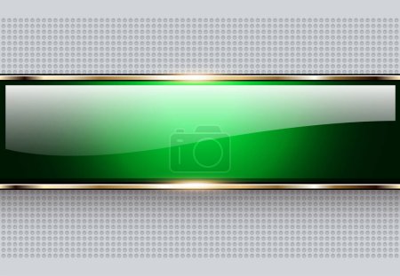 Ilustración de Fondo abstracto con una bandera verde brillante sobre un fondo punteado gris, ilustración vectorial 3d. - Imagen libre de derechos
