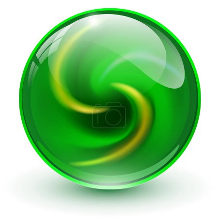 Téléchargez les photos : Boule de marbre en verre 3d avec motif en spirale à l'intérieur, illustration vectorielle de sphère de cristal brillant. - en image libre de droit