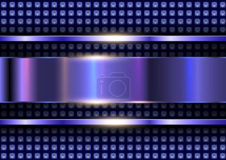 Illustration for Metallic purple background, shiny chrome metal background with perforated texture, 3d vector illustration - Royalty Free Image