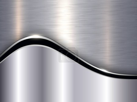 Silberschwarzer metallischer Hintergrund, glänzend elegant mit gebürstetem Metallstrukturmuster, Vektorillustration.
