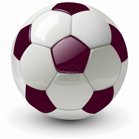 Téléchargez les illustrations : Ballon de football blanc brun icône 3D, illustration vectorielle. - en licence libre de droit