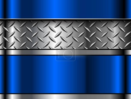 Illustration for Silver blue metallic background with diamond plate texture, shiny chrome metallic technology background, vector illustration. - Royalty Free Image