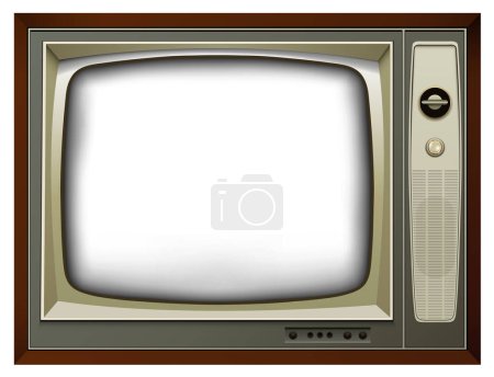 Old television set, retro TV with empty screen, vector illustration.