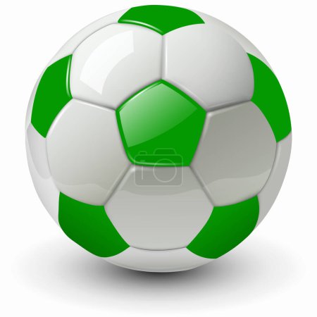 Téléchargez les illustrations : Ballon de football blanc vert icône 3D, illustration vectorielle. - en licence libre de droit