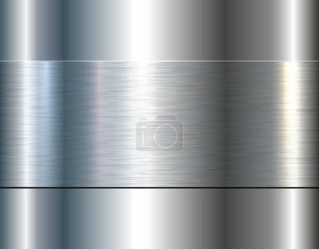 Illustration for Silver chrome metal 3D background, lustrous and shiny metallic design with brushed metal texture pattern, vector illustration. - Royalty Free Image