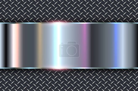 Illustration for Metallic silver background with opalescent pearl colors, chrome metal background with diamond plate pattern texture, 3d vector illustration. - Royalty Free Image