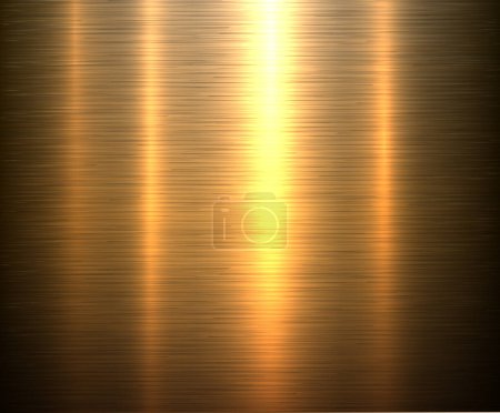 Illustration for Gold metallic texture with brushed metal pattern, shiny industrial and technology background, vector illustration. - Royalty Free Image