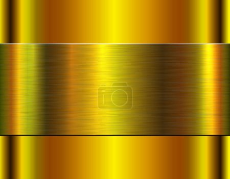 Ilustración de Oro cromo metal fondo 3D, brillante y brillante diseño metálico dorado con patrón de textura de metal cepillado, ilustración vectorial. - Imagen libre de derechos