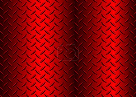 Illustration for Red metal background with diamond plate texture pattern, shiny chrome texture, vector illustration. - Royalty Free Image