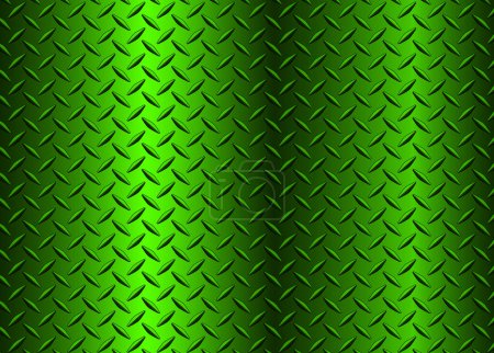 Illustration for Green metal background with diamond plate texture pattern, shiny chrome texture, vector illustration. - Royalty Free Image